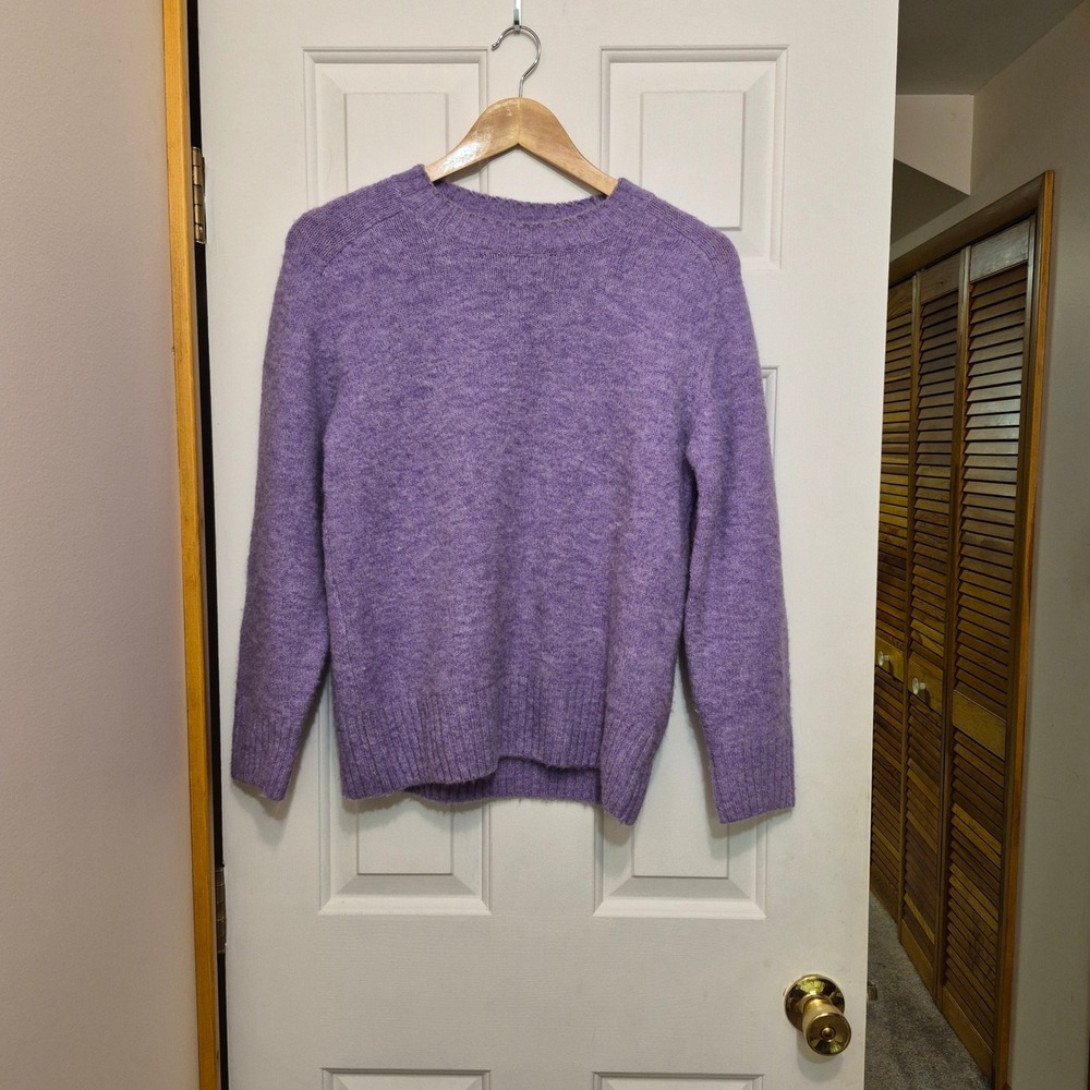Soeur Envie Lavender Alpaca Wool Blend Fuzzy Knit Crewneck Sweater Size 38 M